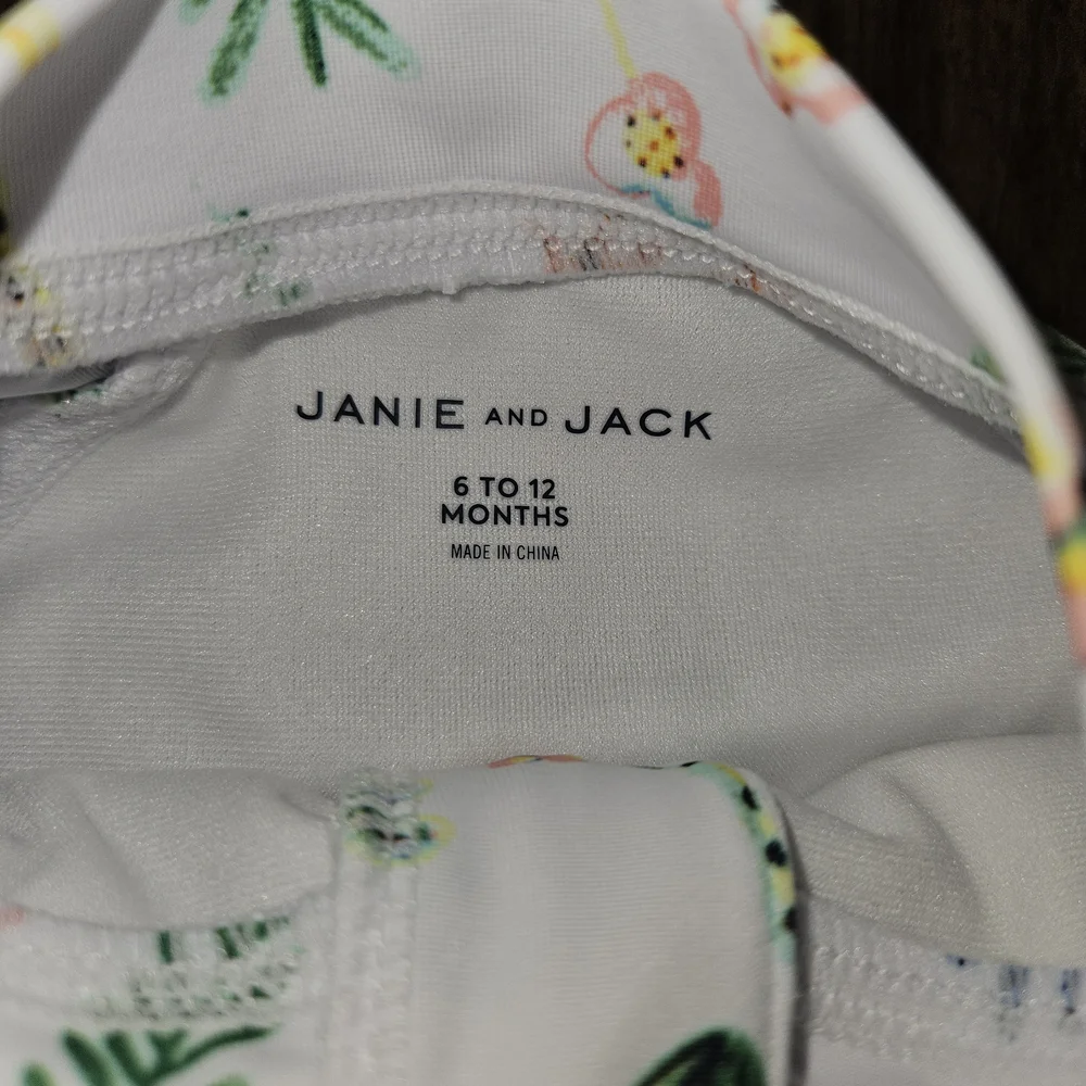 Janie and Jack Multicolor Animal Print Kids Swim One Piece Sz 6-12 months